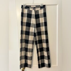 Ali Golden SILK FLY FRONT PANT W/ POCKETS - BLACK/CREAM PLAID